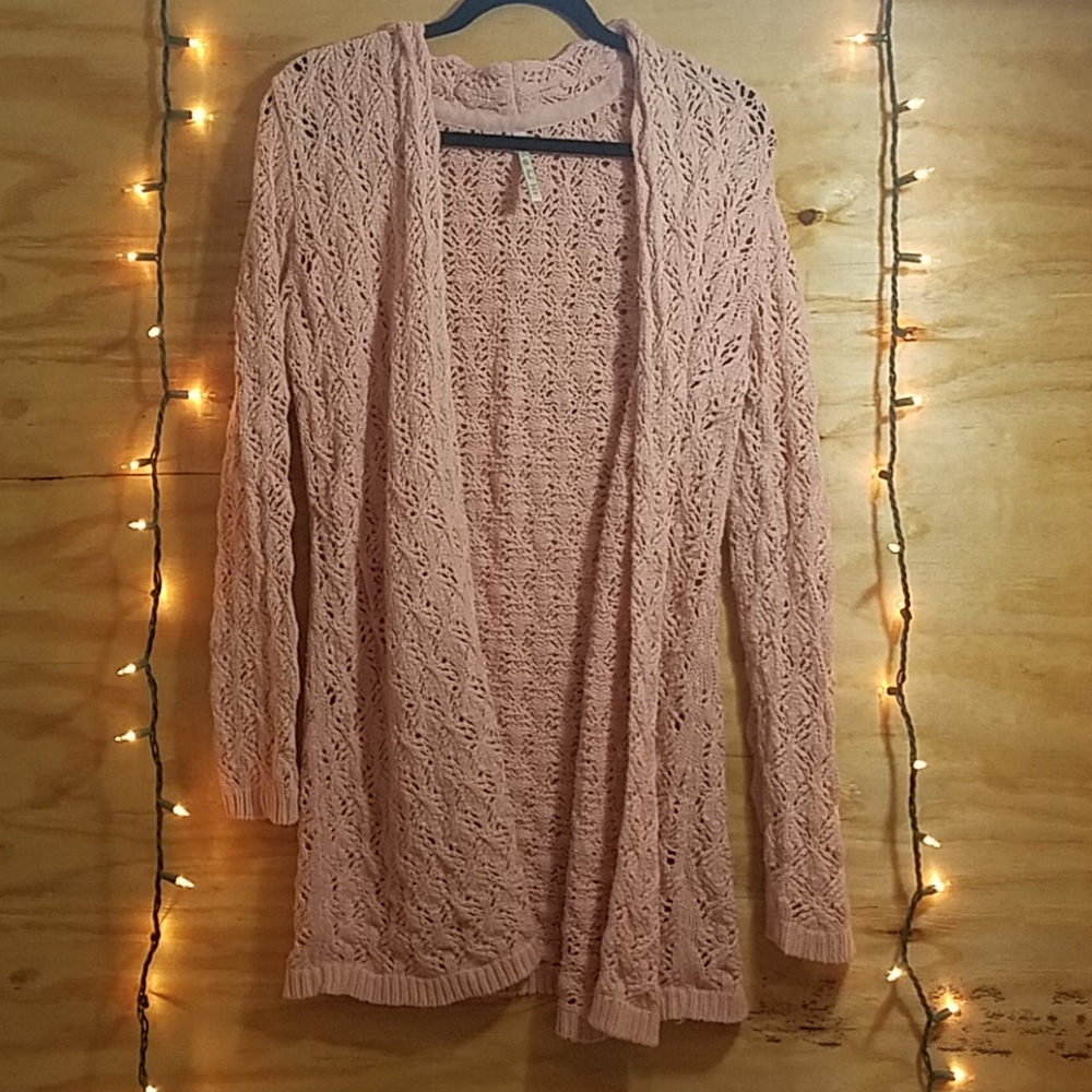 Dusty pink Leo & Nicole open knit cardigan